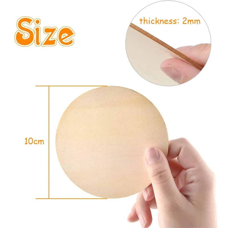 50pcs 10cm Unfinished Round Wood Slices, Round Wooden Discs Wood Circles for Crafts Art Crafts Christmas Decorations