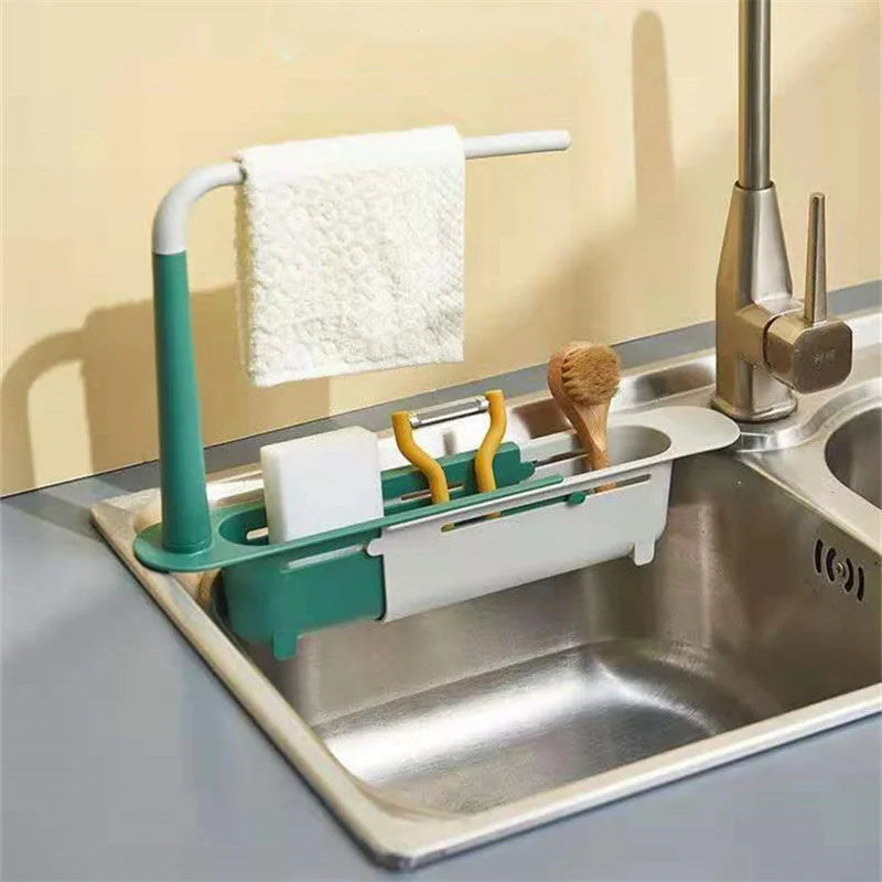 Telescopic Sink Shelf Kitchen Sinks Organizer Soap Sponge Holder Sink Drain Rack Storage Basket Kitchen Gadgets Accessories Tool