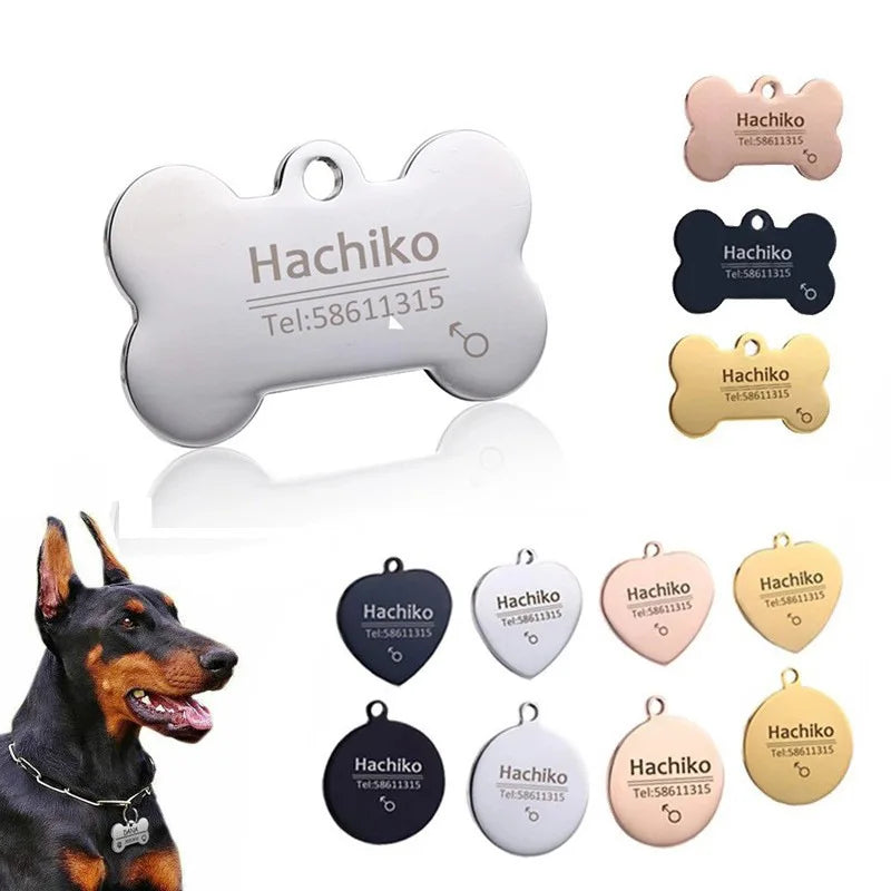 Personalized Engraved Cat Dog Pet ID Tag Dogs Anti-lost Collar Charm Engraving Pet Name Collar for Puppy Cats Collar Accessories