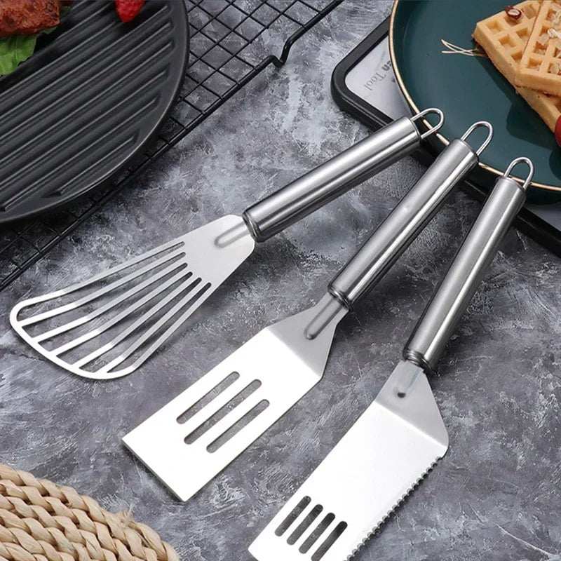 Stainless Steel Slotted Spatula Fish Flat Fish Steak Slice Frying Spatula Fish Turner Shovel Kitchen Supplies Cookware Cooking