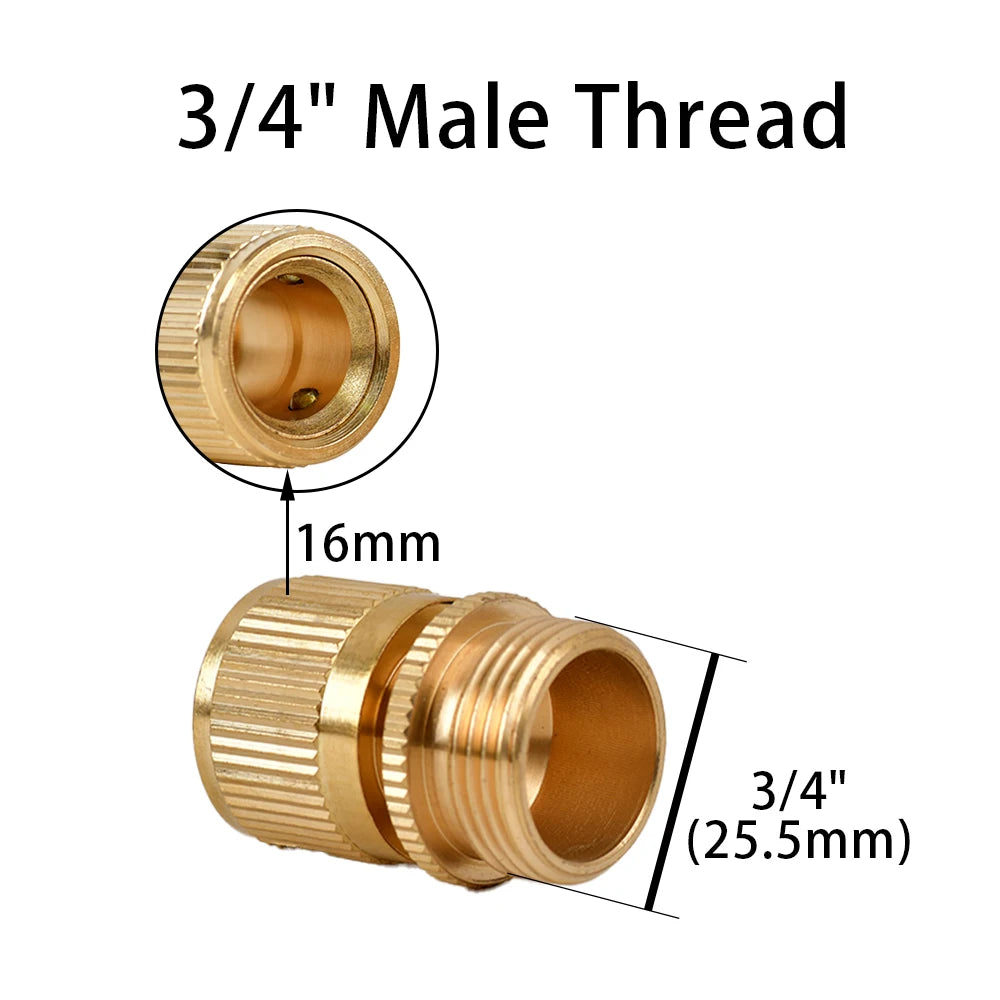 1/2'' 3/4'' 1'' Brass Tap Quick Connecter 16mm 20mm Copper Hose Coupling Adapter Garden Tubing Repair Watering Gun Fittings Tool