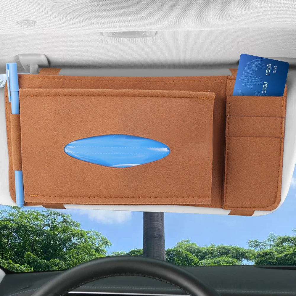 Car Multifunctional Felt Tissue Box Sun Visor Storage Bag Cars Creative Document Storage Pocket Usual Auto Interior Accessories