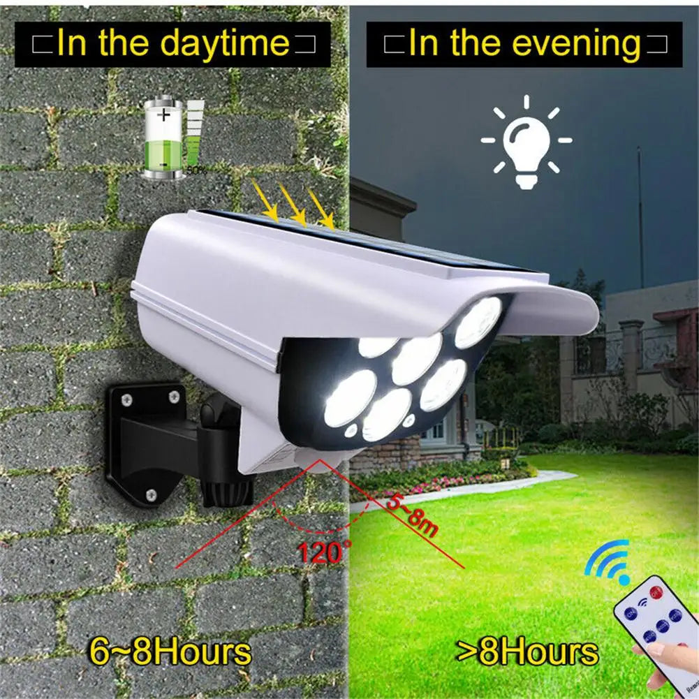 77/42 Led Flood Light Motion Sensor Security Dummy Camera Outdoor Wireless Ip65 Waterproof 3Mode For Garden Backyard Wall Lamp