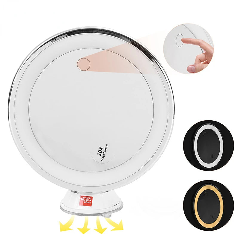 Flexible Makeup Mirror 10x Magnifying Mirrors With LED Mirror USB charging 14 Led Lighted Touch Screen Table Cosmetic Mirrors