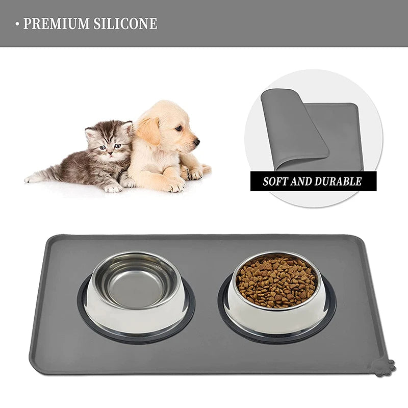 Silicone Dog Mat Non-Stick Pet Fountain Tray Cat Bowl Mat  Waterproof Food Pad Pet Feeding Drinking Pads Easy Washing Placemat