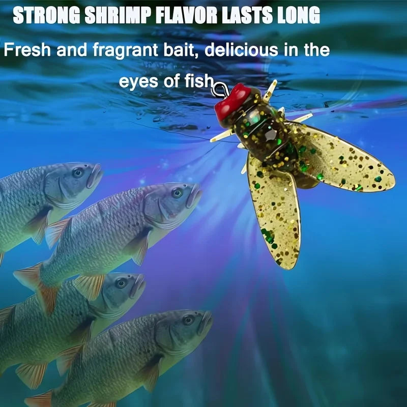 20PCS/Box Bionic Fly Fishing Bait Realistic Soft Fly Hook Soft Bait with Hook Add Fish Attractant Fishing Gear For Salmon, Trout