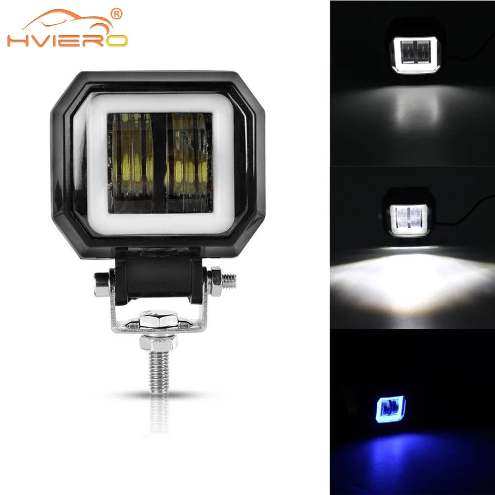 20W Car Motorcycle Working Light 12VLED Strip Waterproof IP67 Truck Driving Off Road Vehicle Angel Eye Fog Spotlight Accessorie