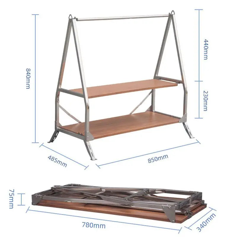 Outdoor Camping Storage Shelf Portable Folding Shelf Storage Rack Garden Stainless Steel Stand Camping Accessories