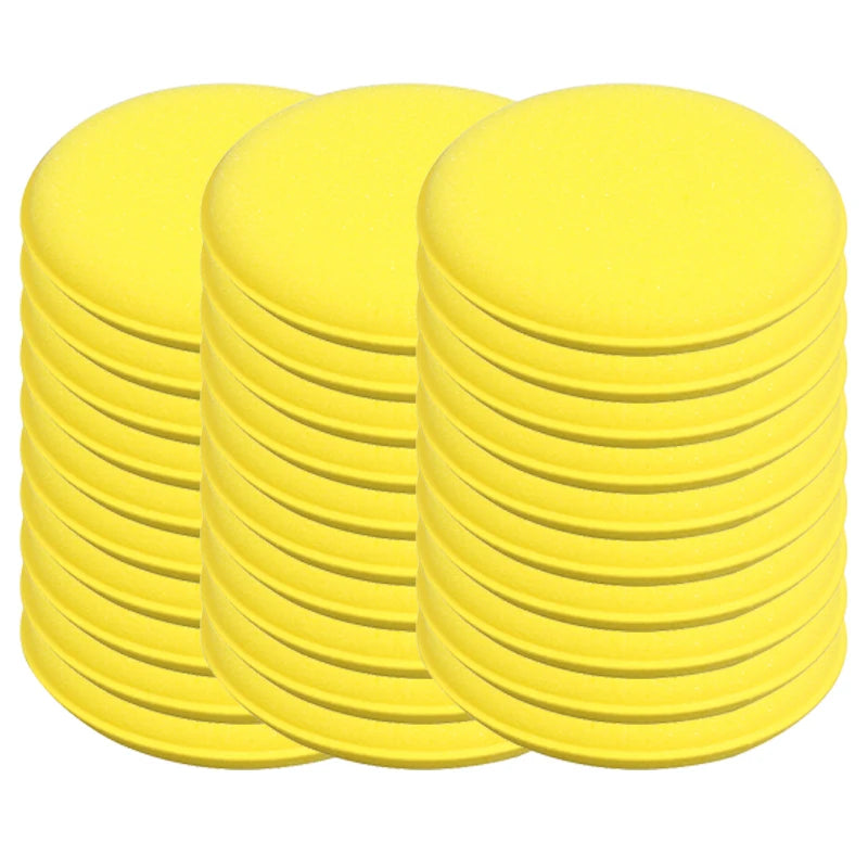 5-50Pcs Car Round Polishing Pad Waxing Sponge Yellow Car Foam Sponge Wax Applicator Car Detailing Tool Auto Cleaning Accessories