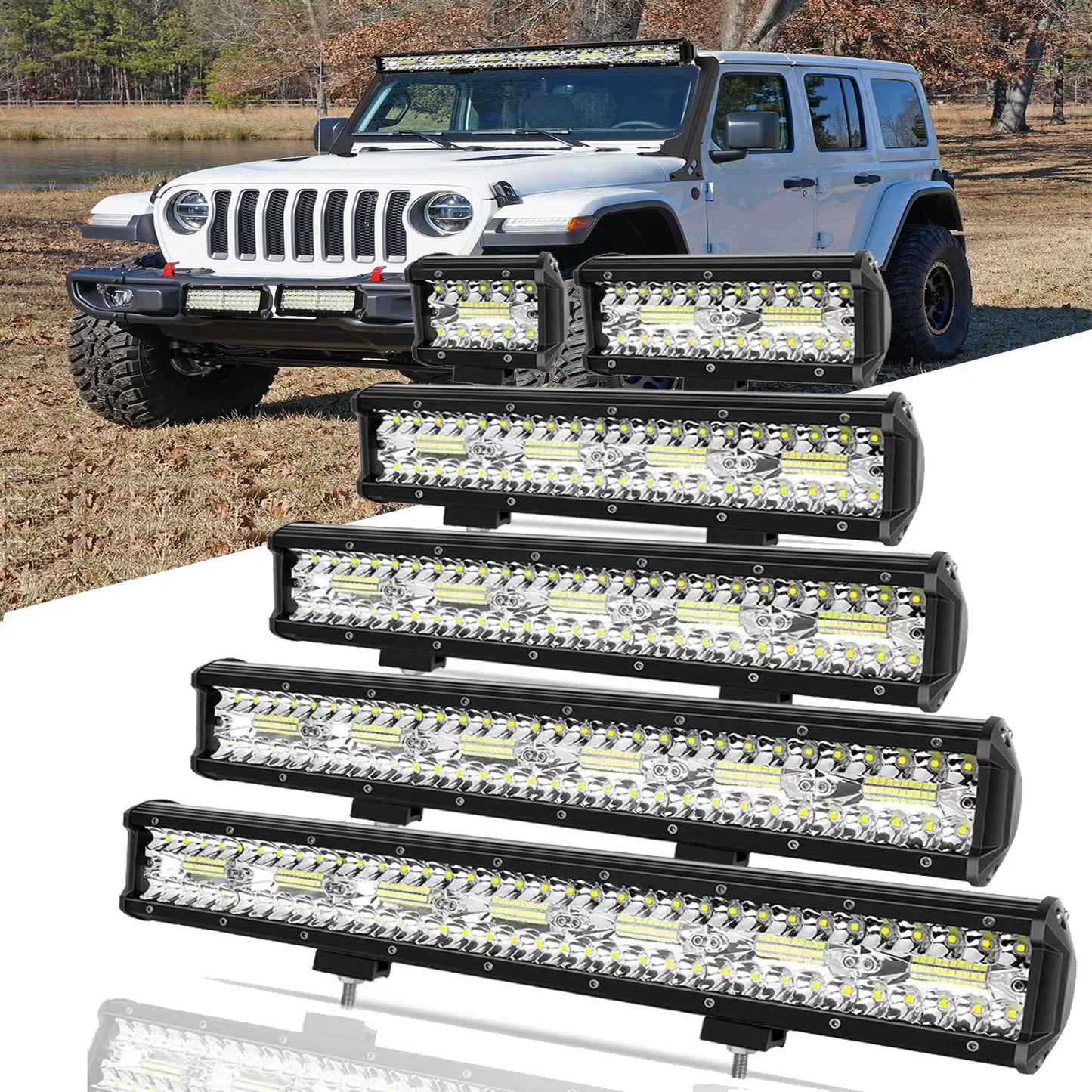 4/7/9/12/17/20 LED Beam for Vehicle LED Bar Boat Barra Search Light Led Driving Truck ATV SUV 4x4 Long Range Auto Work Light