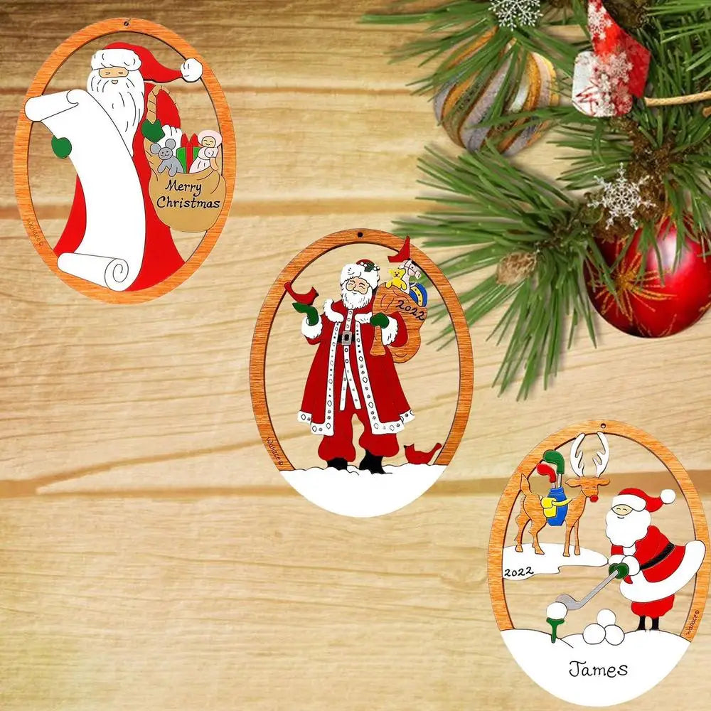 Santa Claus Christmas Tree Decorations | Wooden Ornaments Santa Claus Decorative Pendants | Christmas Party Supplies Hanging Dec