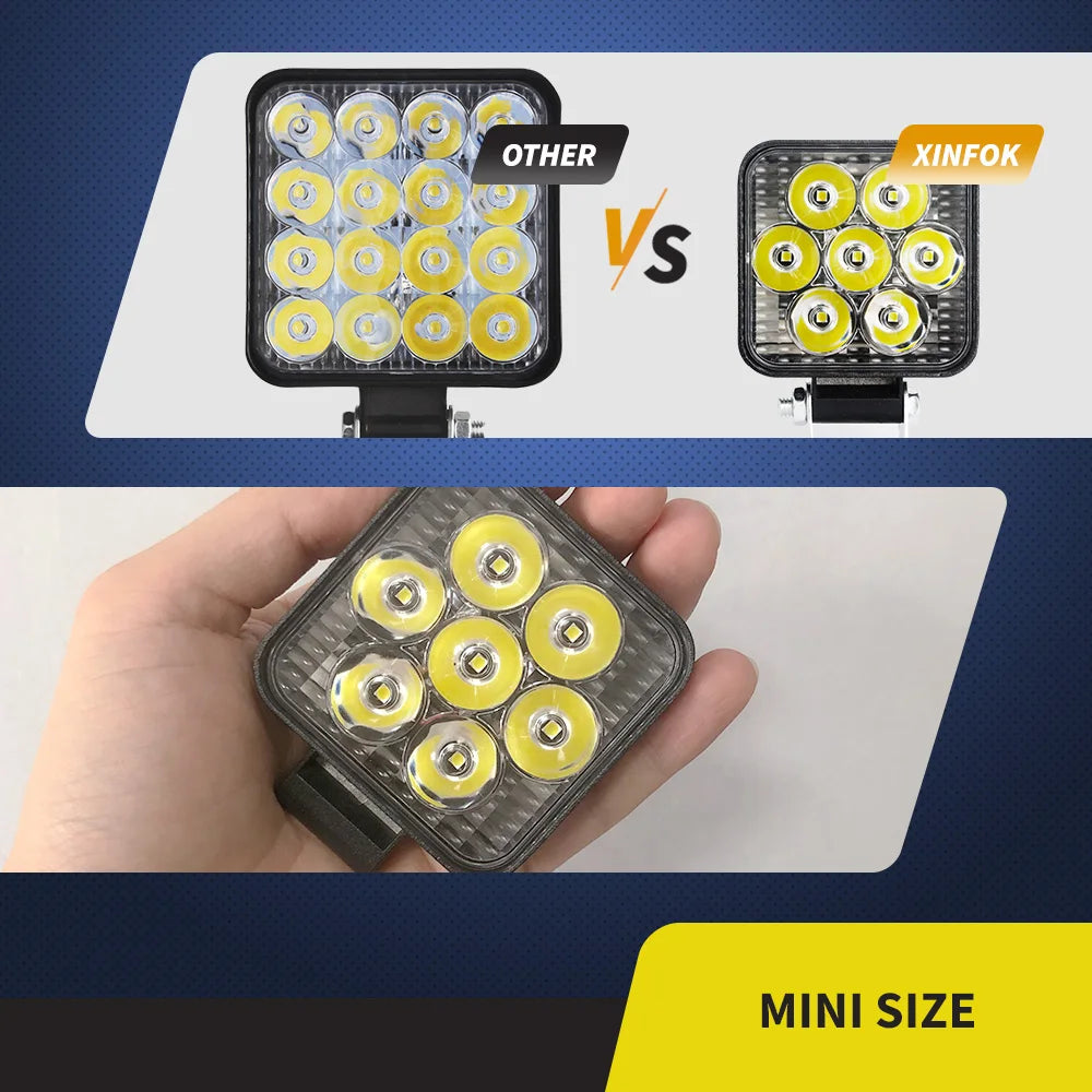 3.5inch LED Pods Light 48W Mini Work Light Bar Square Spotlights 6000K Driving Lamp for Car Truck Offroad Vehicles Atvs Boat