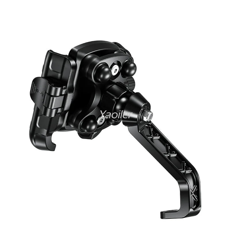 Aluminum Anti-Vibration Motorcycle Phone Mount Holder 1s Lock Camera Friendly Anti-Theft Handlebar for Bike Bicycle Scooter ATV