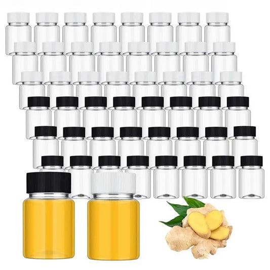 20/60Pcs 2Oz Plastic Juice Shot Bottles Small Clear Juice Bottle Leakproof Ginger Containers for Liquids Wheatgrass Ginger Jars