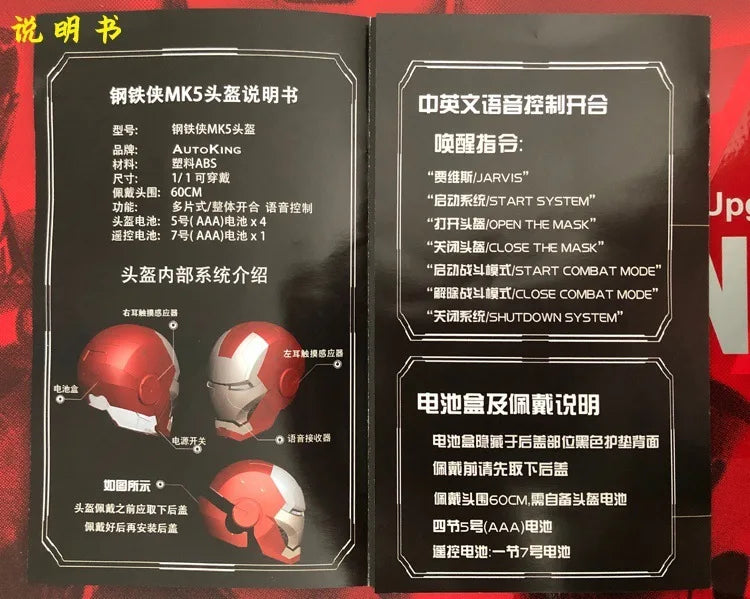 Marvel MK5 Helmet Cosplay Iron Man Electric Multi-piece Opening And Closing Voice Control Eyes Model Toy For Children Adult Gift