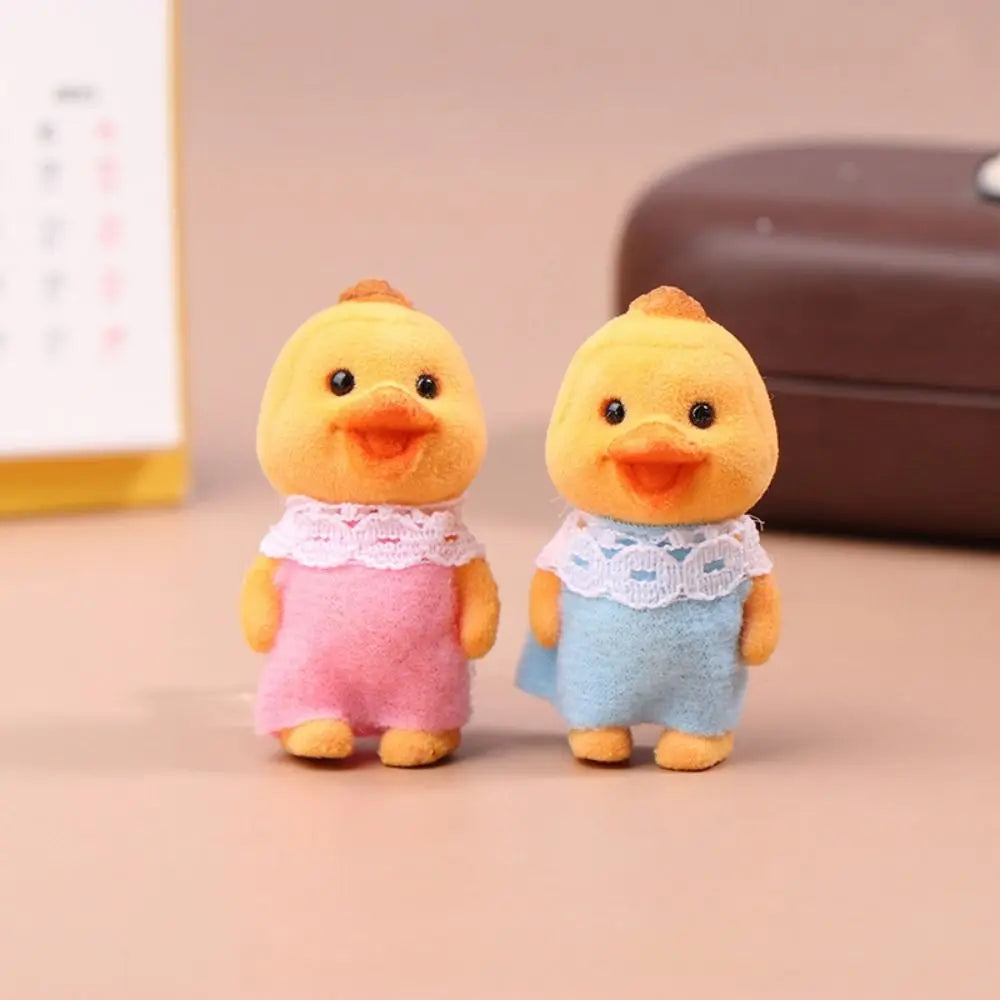 2PCS Kids Toys Rabbit Simulation Forest Animal Doll Tiger Duck Mini Forest Doll Figure Cat Model Mini Flocking Doll Girl