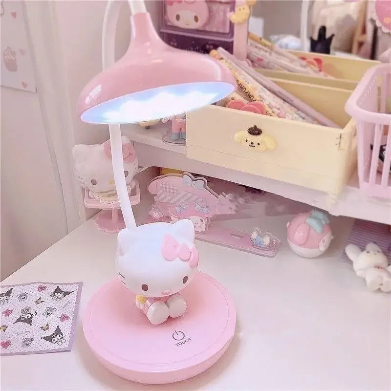 Kawaii Genuine Sanrio Led Night Light Hello Kitty My Melody Cartoon Desktop Bedroom Table Lamp Children Learning Cute Gift