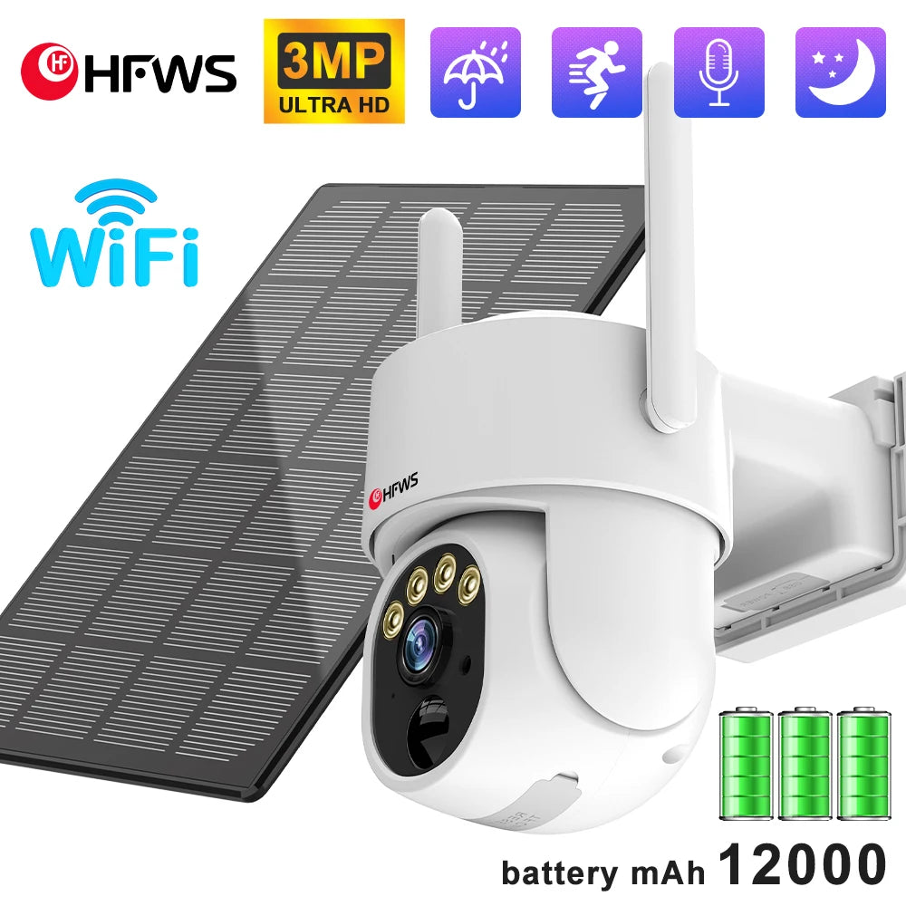 4G Ptz Camera 3MP Battery Camera with 5W Solar Panels 18000mAh Battery 4G SIM Card Surveillance Cctv Outdoor Security Protection