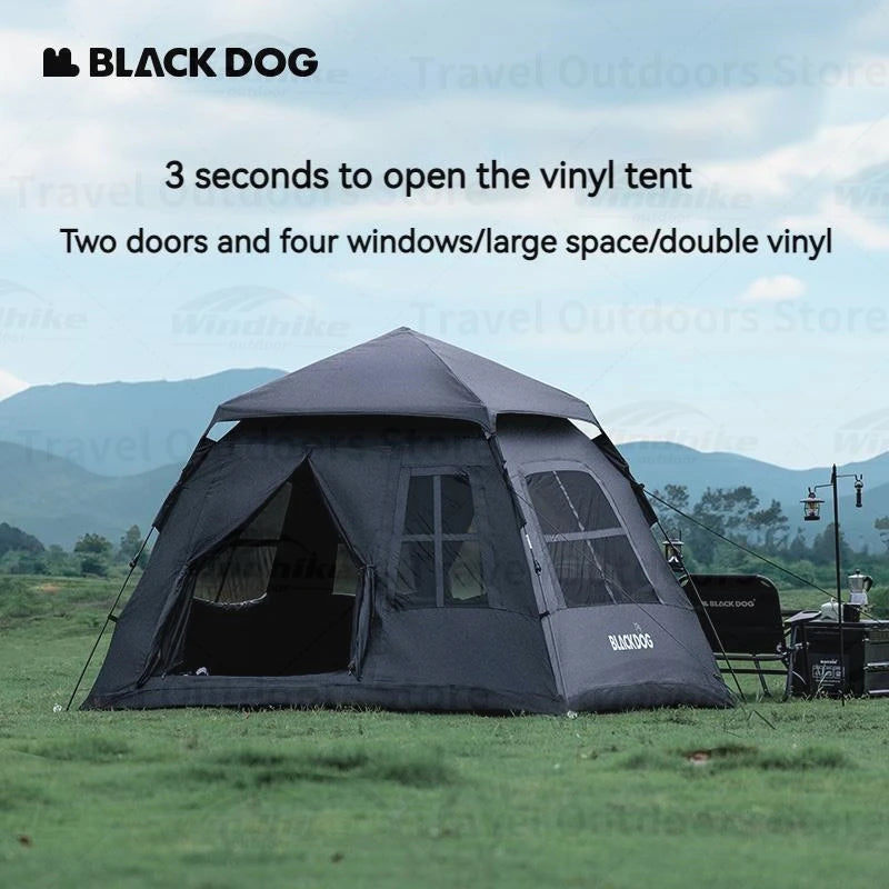 Naturehike BLACKDOG Automatic Tent Black Coating Two Doors Four Windows Camping Outdoor Sunscreen Waterproof Quick Opening Tent