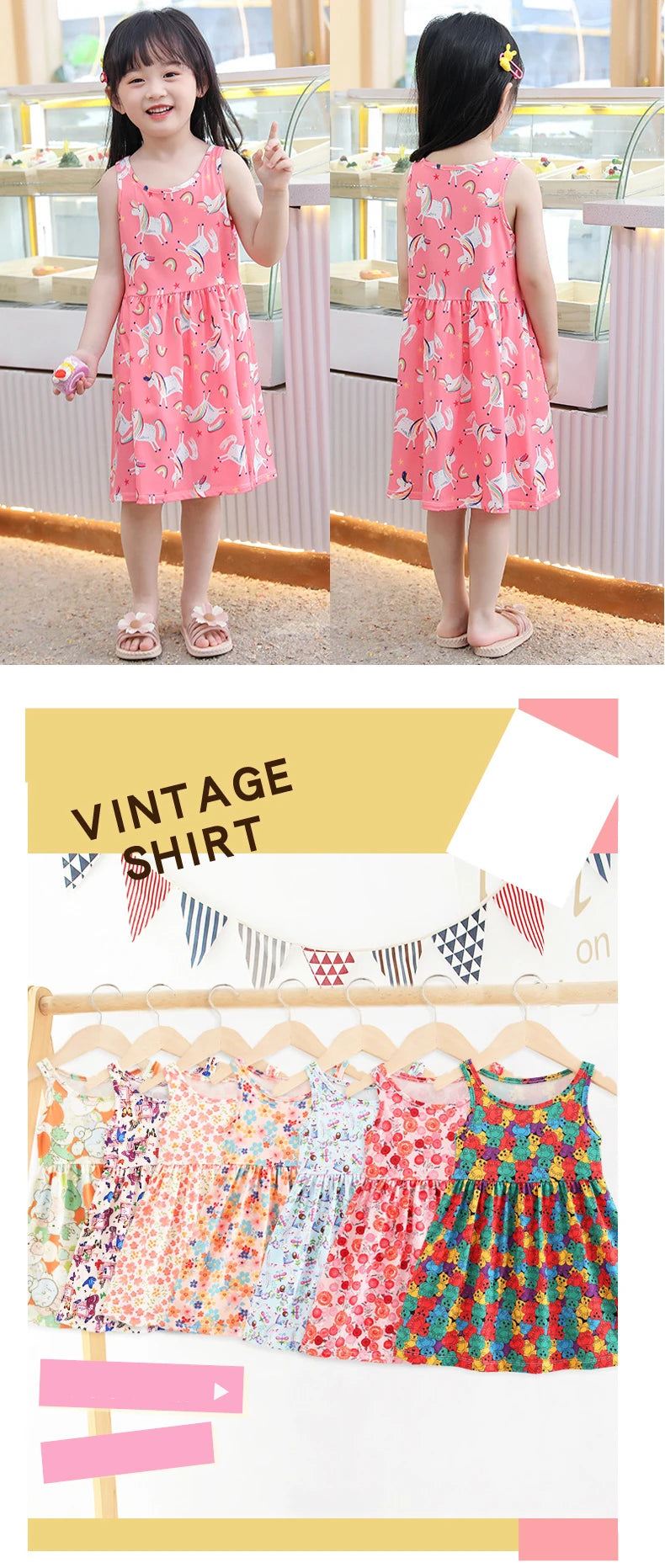 Cute Summer Children Clothing Girl Dresses Kids Dresses Clothes for Girls Party Princess Fashion Outfit Cartoon Beach Dress