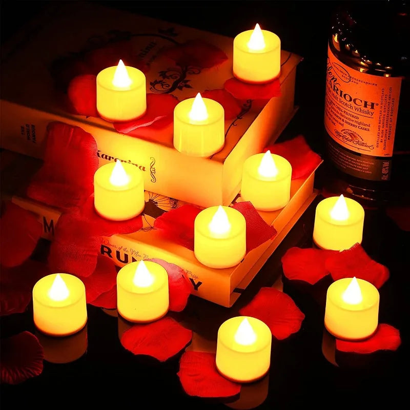 1/48PCS Flameless Led Candle Christmas Wedding Party Decoration Table Lamp Heart-shape Electronic Battery-Power Tealight Candles