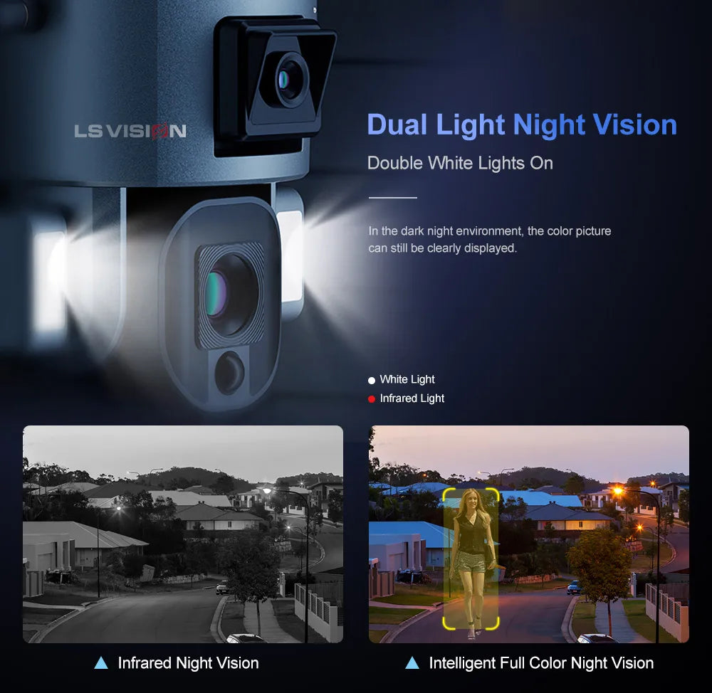 LS VISION 4K 8MP Dual Lens Solar Camera Outdoor 4G/WiFi Dual Screens 4X 10X Optical Zoom Humanoid Tracking PTZ Security Cameras