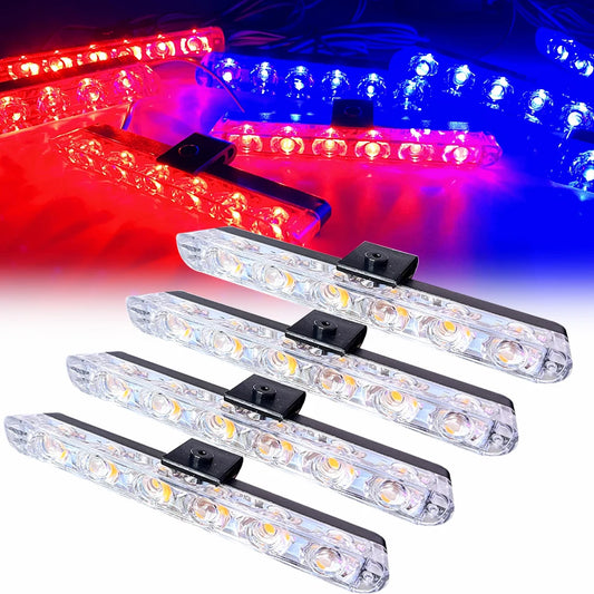 12V Vehicle Car Front Deck Grille LED Strobe Light Police Emergency Hazard Warning Flashing Signal Lamp Daytime running lights