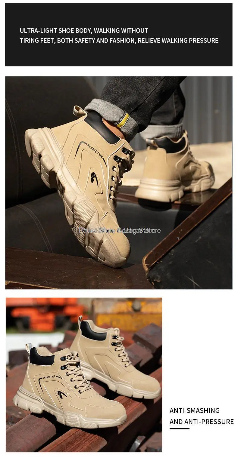 2023 New Men's Safety Shoes Winter Safety Boots Man Anti Smash Puncture Proof Safety Work Shoes Men Waterproof Warm Shoes Men