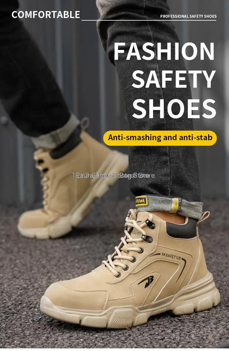 2023 New Men's Safety Shoes Winter Safety Boots Man Anti Smash Puncture Proof Safety Work Shoes Men Waterproof Warm Shoes Men