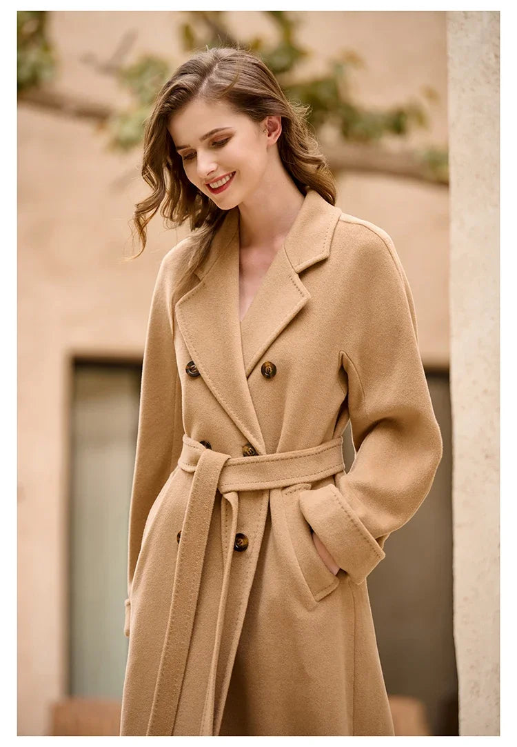 Women's Coat Double-sided 10% Cashmere 90% Wool Women's Long Coat Jacket, 2024 Winter New Long Cashmere Coat Women