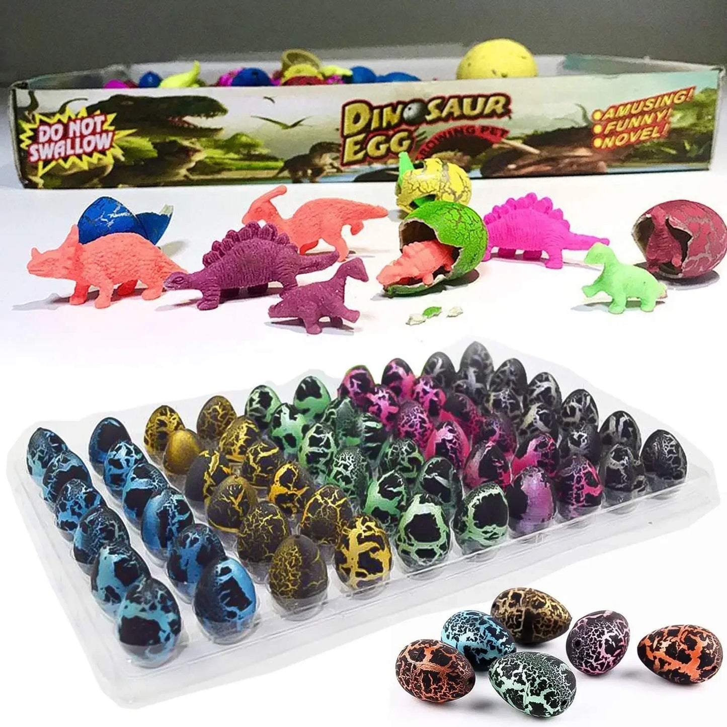 10PCS Magic Dinosaur Egg Hatching in Water Growing Dinosaur Egg Animal Breeding Educational Toy for Children Kid Gifts