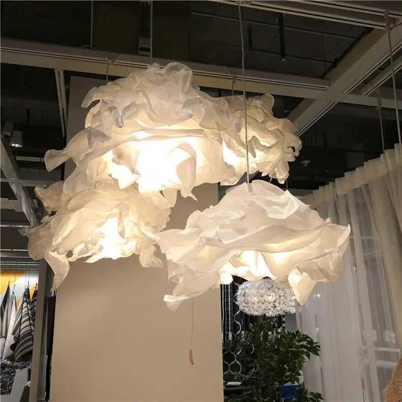 Handmade DIY Pendant Lamps for Restaurant Cloth Shop Lighting White Paper Hanging Light for Ceiling Luminaire E27