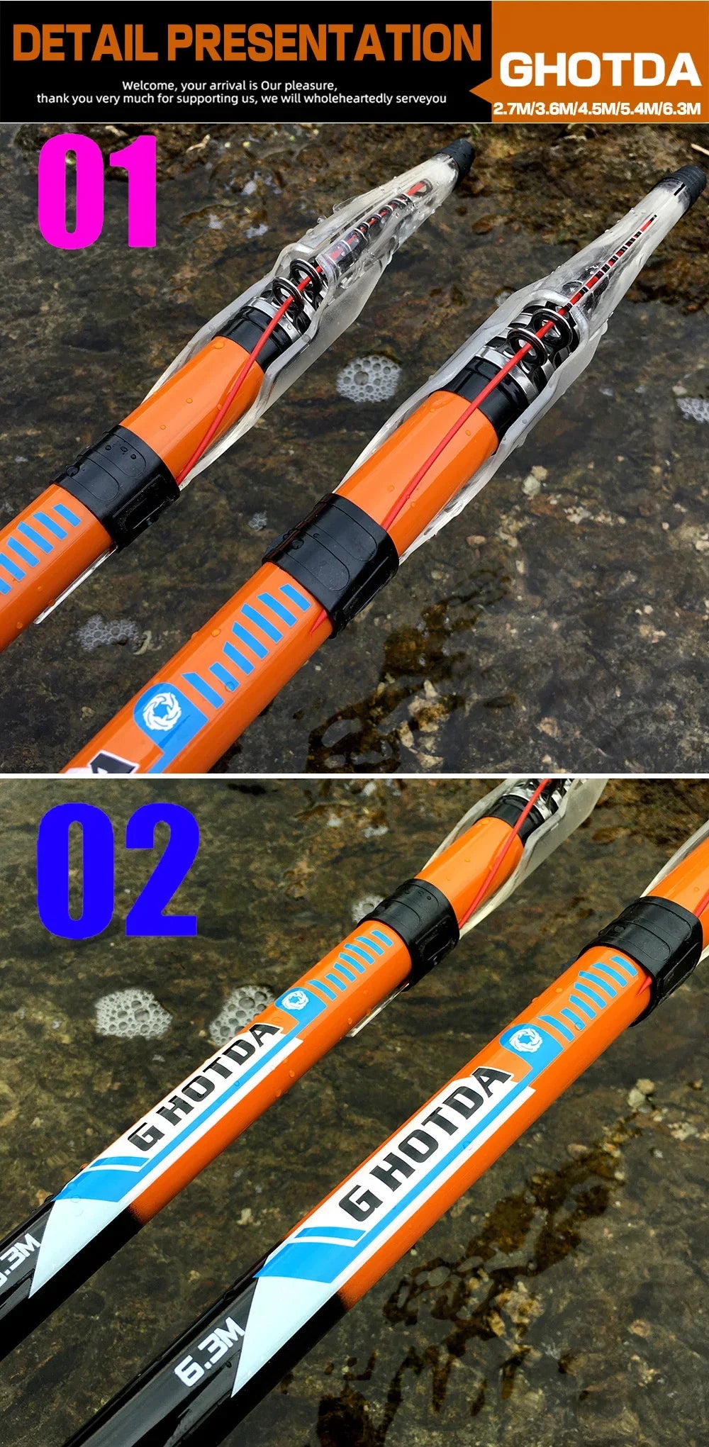 Bait Weight 10-50g Rock Fishing Rod Telescopic 2.7M-6.3M Carbon Fiber Spinning Sea Pole Super Hard Travel Boat Carp Fishing Gear