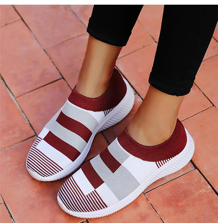 Women Shoes Mix Color Summer Shoes Casual Sneakers Women Elastic Breathe Sport Sneaker Female Flat Shoes Sports Tennis For Lady