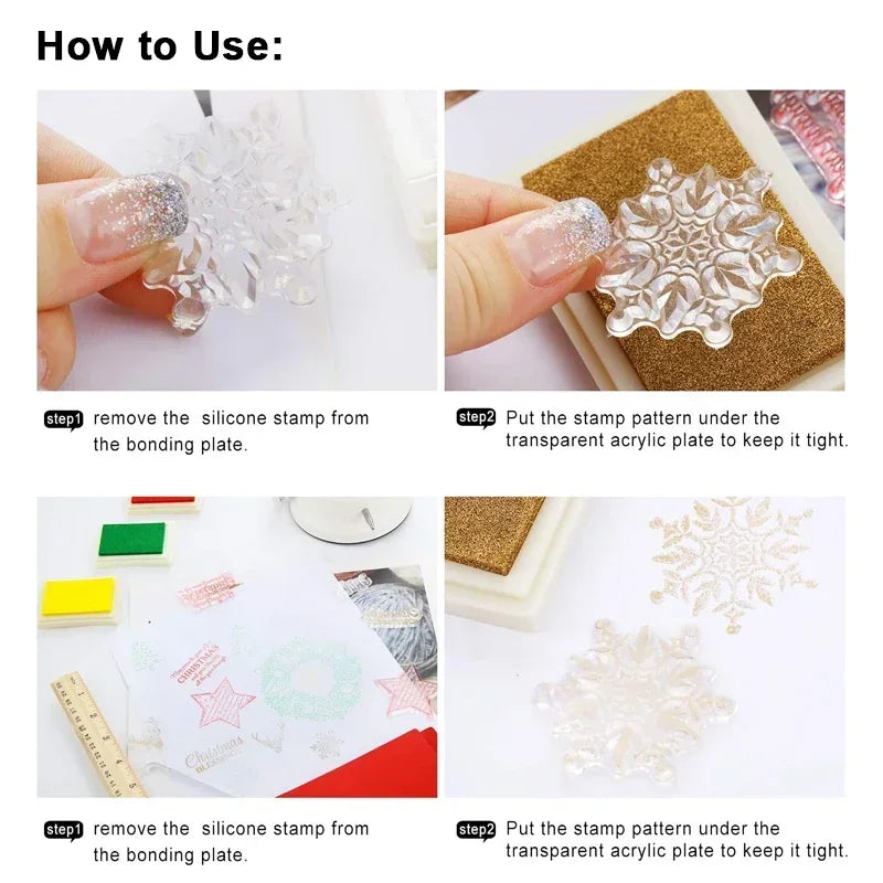 Clear Stamps for Card Making, Christmas Theme Transparent Silicone Stamps Seal for DIY Scrapbooking Decor Album Crafts T2037