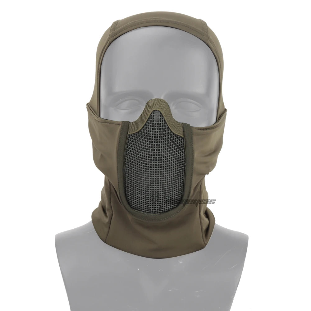 Tactical Headgear Mask Airsoft Paintball CS Steel Mesh Full Face Balaclava Masks Wargame  Cycling Soft Face Shield