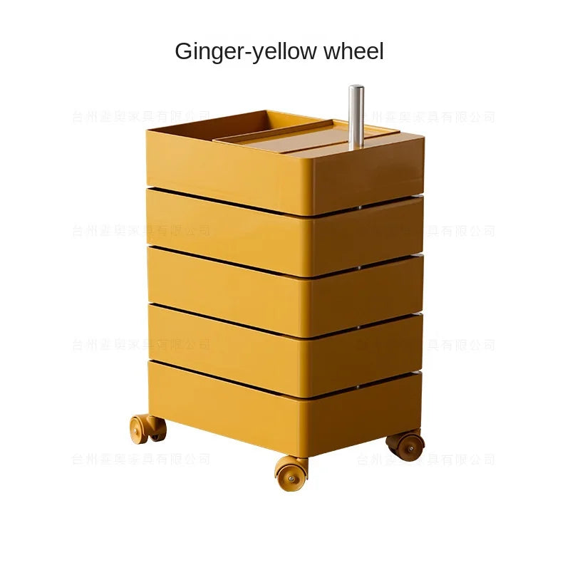 Wuli House Ins Rotating Storage Cabinet Movable Magazine Cabinet 360 Bedside Table Bedroom Roller Cart Cosmetics Multi-layer New