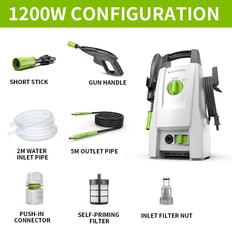 1400W Portable Washing Machine Household 220V High Pressure Water Gun 100Bar High Pressure Car Washing Machine 8L/min