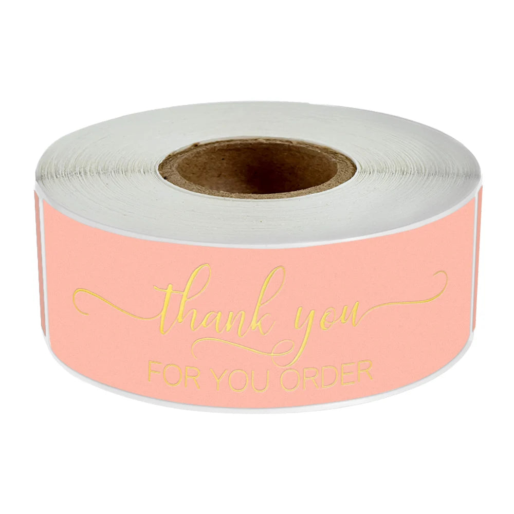 120Pcs Rectangle Thank You For Your Order Sticker for packaging Stationary Stickers Roll Black Pink Transparent Thank you labels