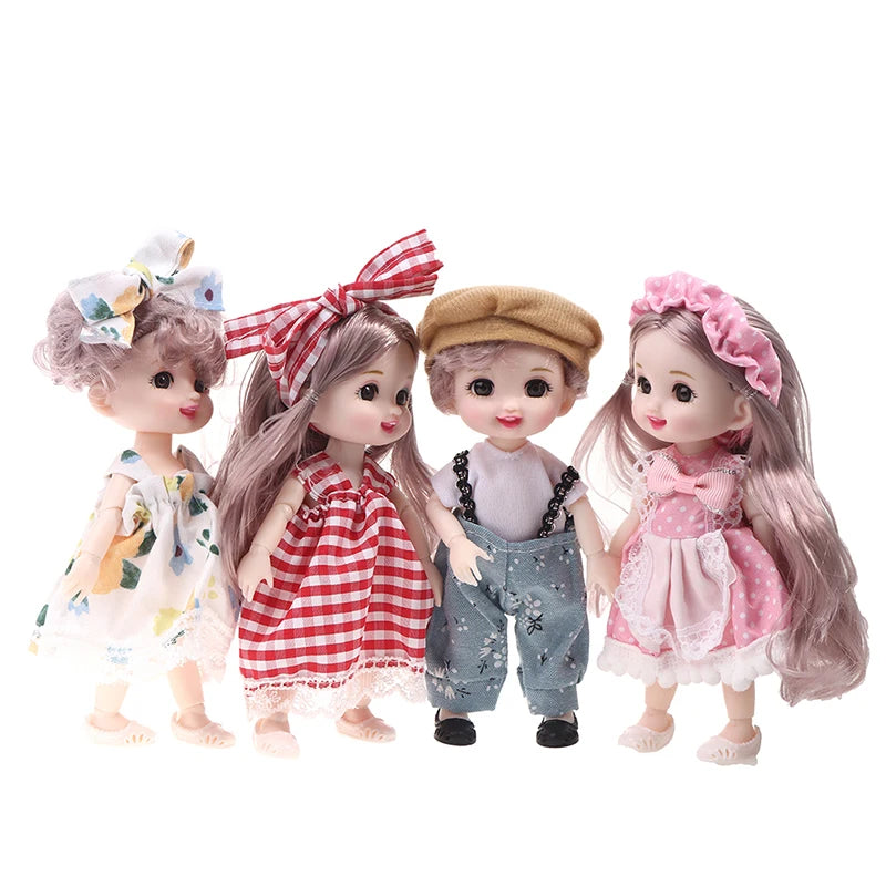 17cm Mini Doll 13 Movable Joint Doll With 3D Big Eyes DIY Toy Doll With Clothes Dress Up 1/12 Fashion Doll Children Girls Gift