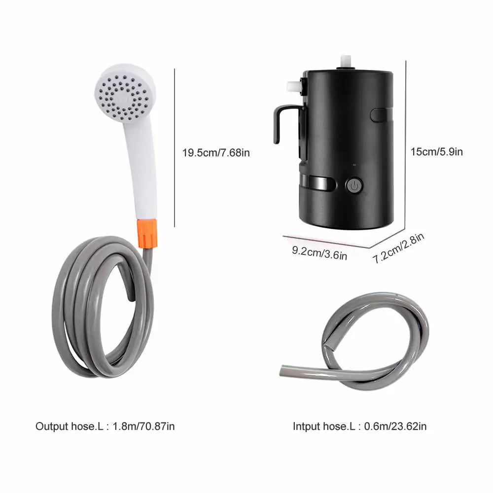 Portable Camping Shower Outdoor USB Rechargeable Electric Shower Pump for Camping Car Washing Gardening Pet Cleaning Beach