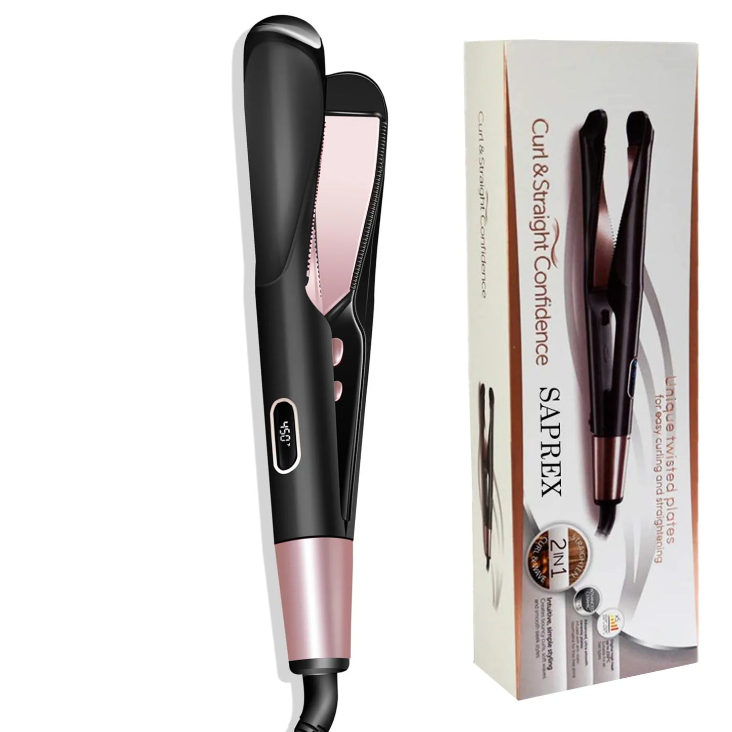 2 in 1 Hair Straightener And Curler Twist Straightening Curling Iron Professional Negative Ion Fast Heating Styling Flat Iron