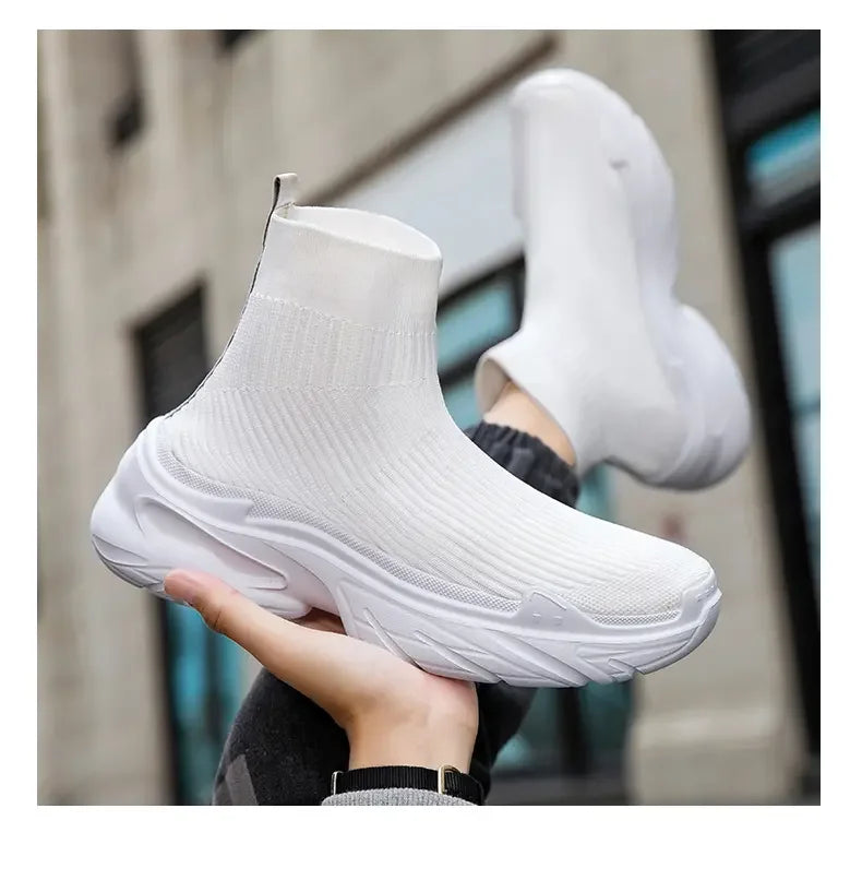 Sneakers for Men Fashion High Top Sock Shoes Autumn New Breathable Casual Shoes Outdoor Platform Anti Slip Walking Shoes 2023