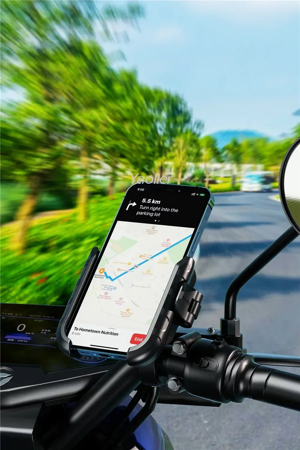 Aluminum Anti-Vibration Motorcycle Phone Mount Holder 1s Lock Camera Friendly Anti-Theft Handlebar for Bike Bicycle Scooter ATV