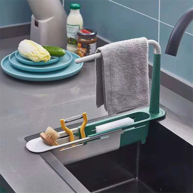 Telescopic Sink Shelf Kitchen Sinks Organizer Soap Sponge Holder Sink Drain Rack Storage Basket Kitchen Gadgets Accessories Tool