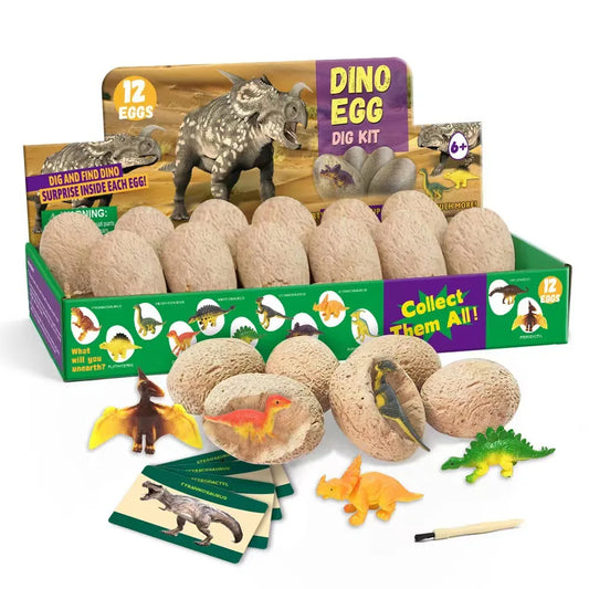 12PCS Archaeological Excavation Dinosaur Egg Fossil Puzzle DIY Dinosaur Egg Multiplayer Party Gift Toy Children's Science Mining