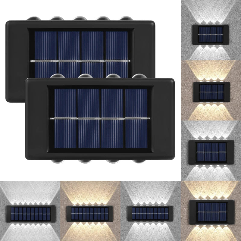 8/10/12/16LED Solar LED Light Waterproof Garden Decor Lamps For Balcony Yard Street Landscape Wall Light Outdoor Solar Lamp