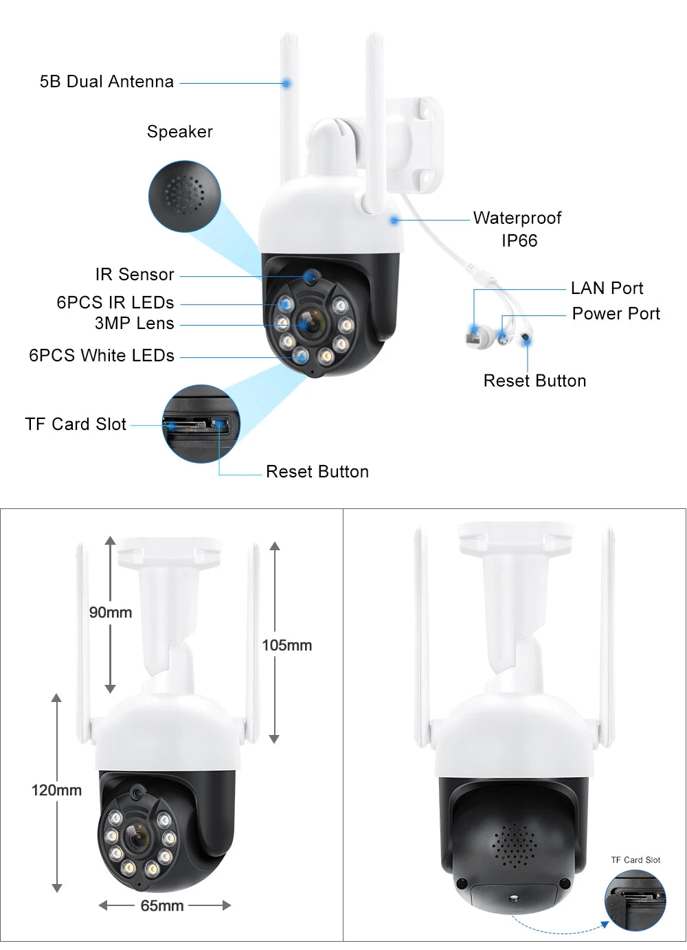 MISECU PTZ WIFI IP Dome Speed 3MP Camera Outdoor Waterproof P2P Wireless Surveillance Security CCTV Camera AI Auto Tracking