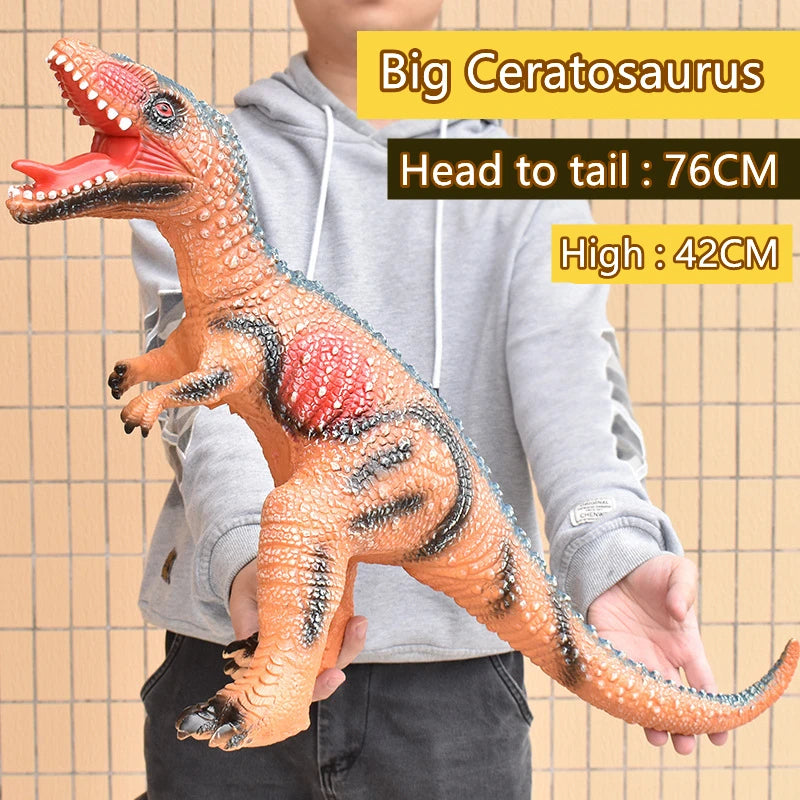 68CM Big Size Dinosaur Toy Jurassic Park Tyrannosaurus Rex Soft Puppets Velociraptor Shark Dinosaur Worlds Model Toys for Boys