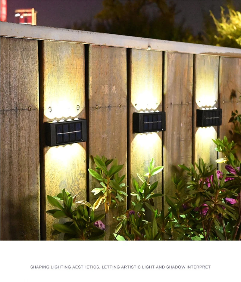 8/10/12/16LED Solar LED Light Waterproof Garden Decor Lamps For Balcony Yard Street Landscape Wall Light Outdoor Solar Lamp